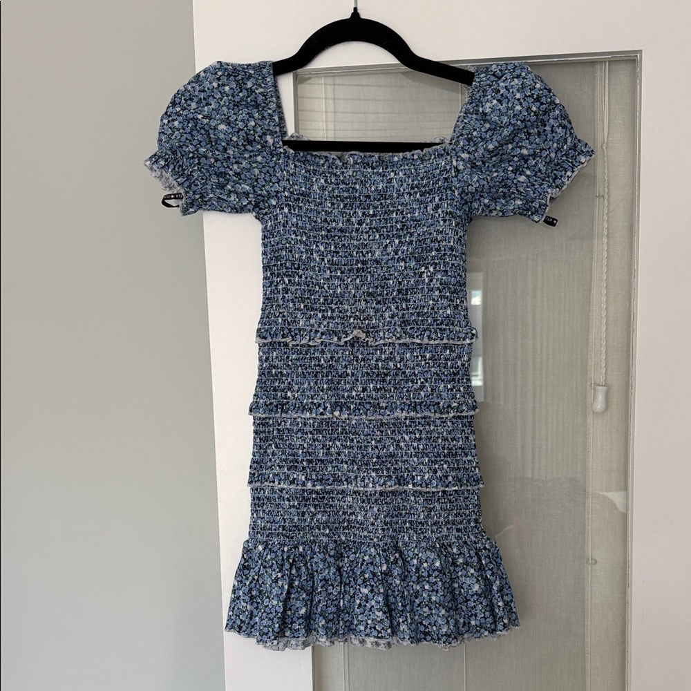 Katie J NYC Navy Floral Smocked Dress